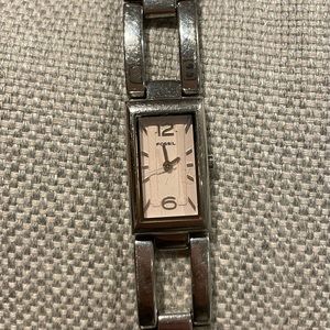 Fossil Women’s Watch, light pink rectangular face